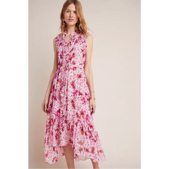 Misa Los Angeles Dresses & Skirts - MISA Los Angeles Auerlie Ruffled pink Floral Maxi Dress Size Medium